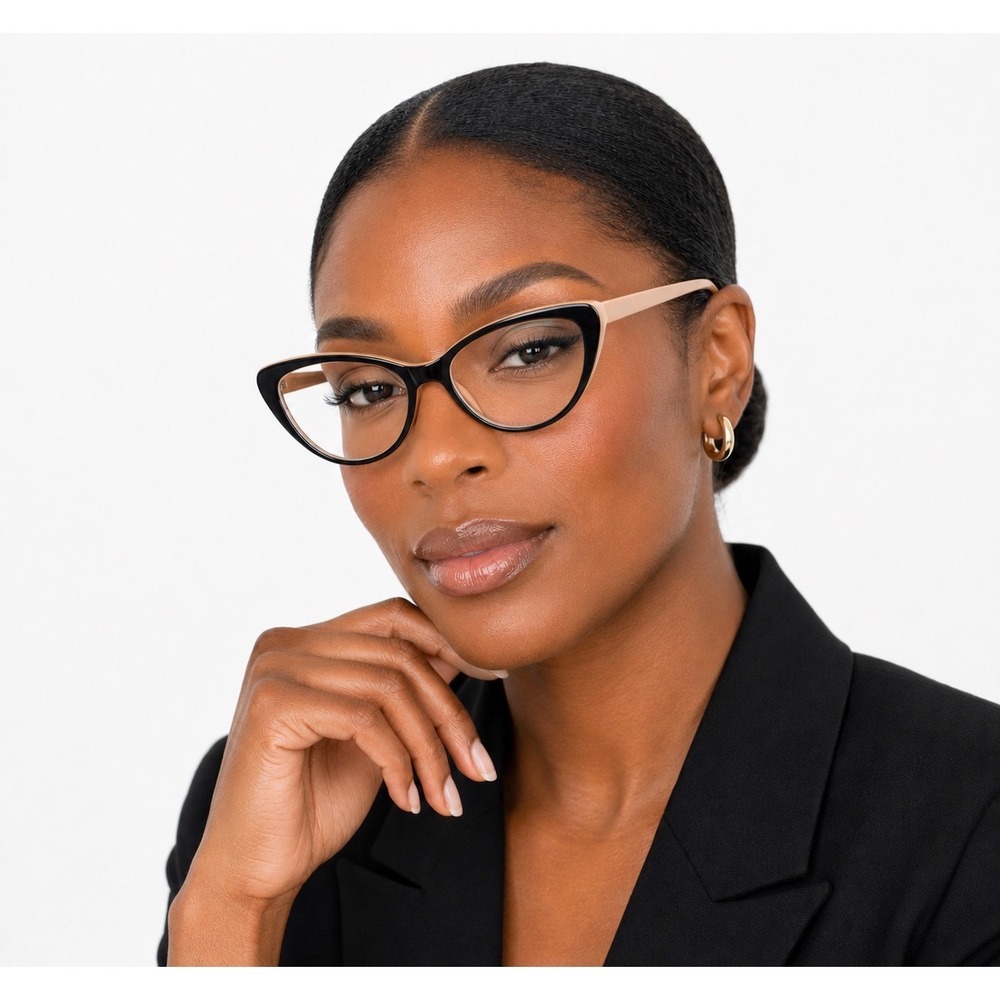 Christian Siriano CV‎ Rose Cat Eye Eyeglasses Black Nude Frames Preppy  103-115